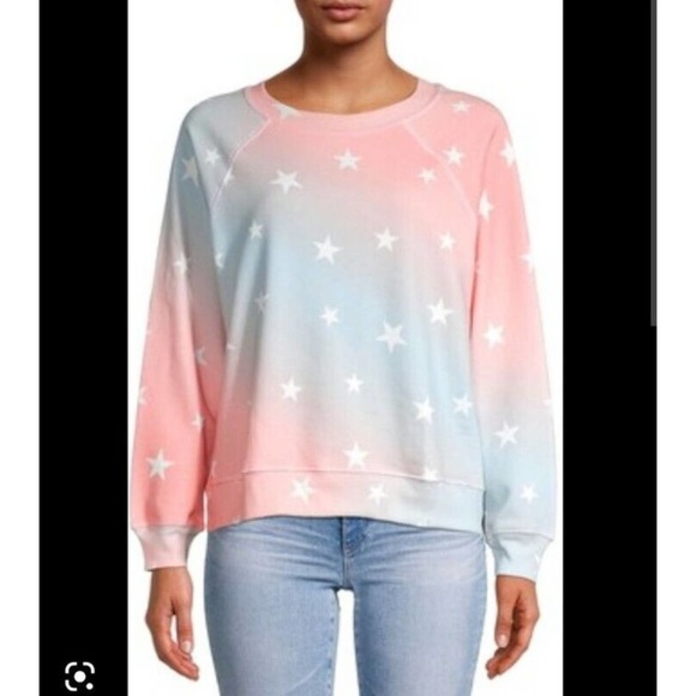 NEW Wildfox Size S Pink &‎ Blue Ombre Star Spangled SOMMERS Sweatshirt Jumper